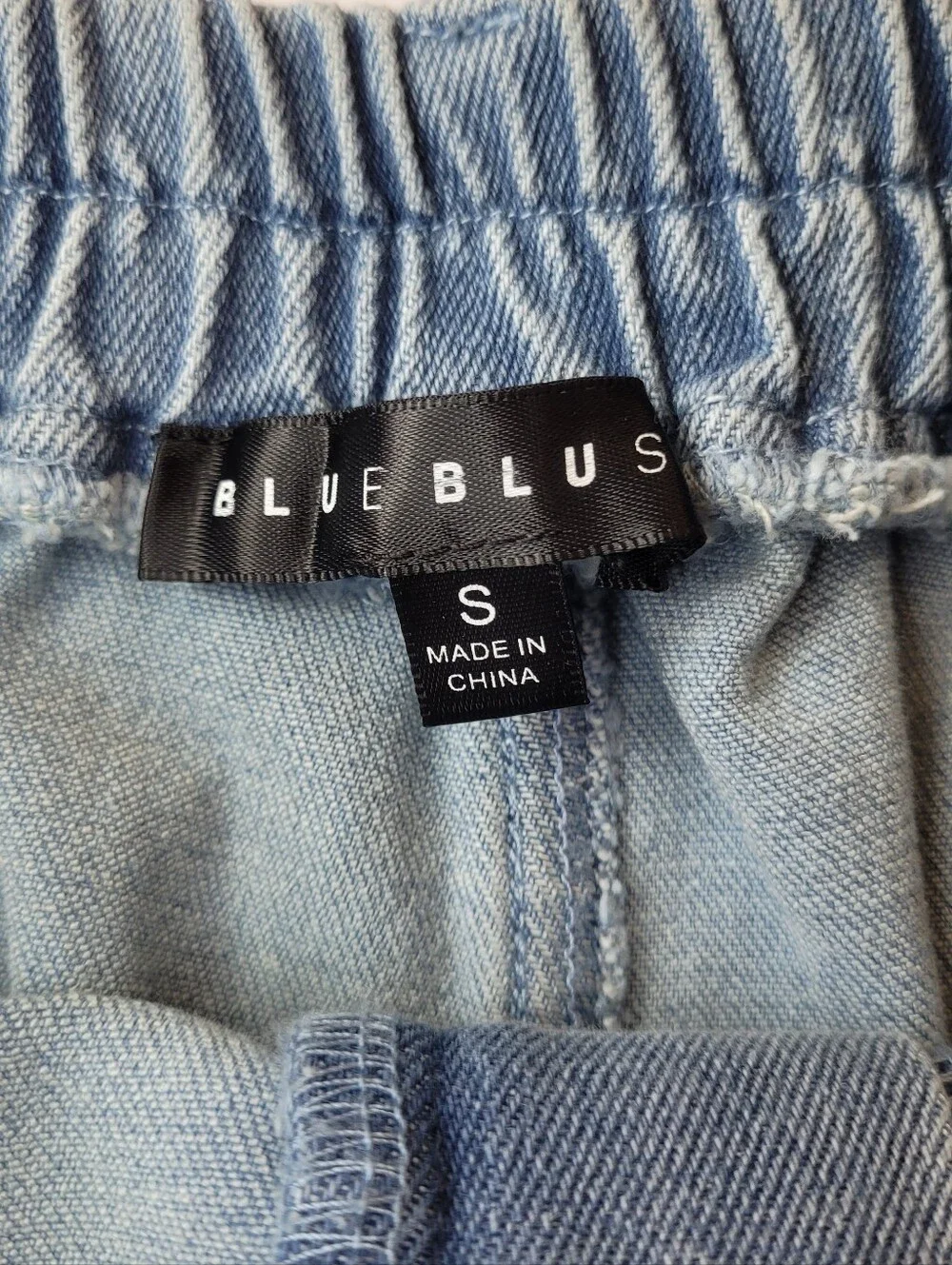 Blue Blush Floral Embroidered Denim Matching Set Crop Top & Shorts Small